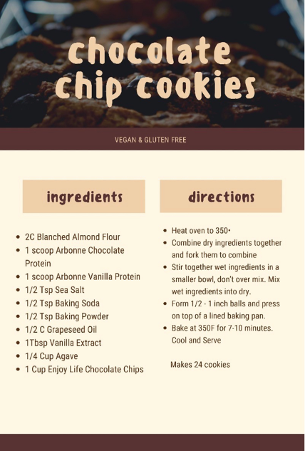 Recipe for vegan chocolate chip cookies